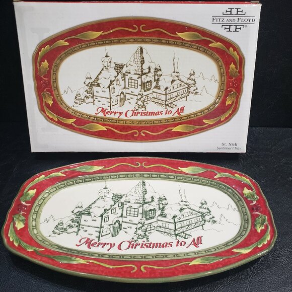 Fitz and Floyd St. Nick Sentiment Tray - Picture 1 of 10